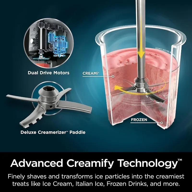 Ninja NC501 CREAMi Deluxe 11-in-1 es krim & Frozen Treat Maker untuk es krim, Sorbet, milkshake, minuman Frozen & lainnya