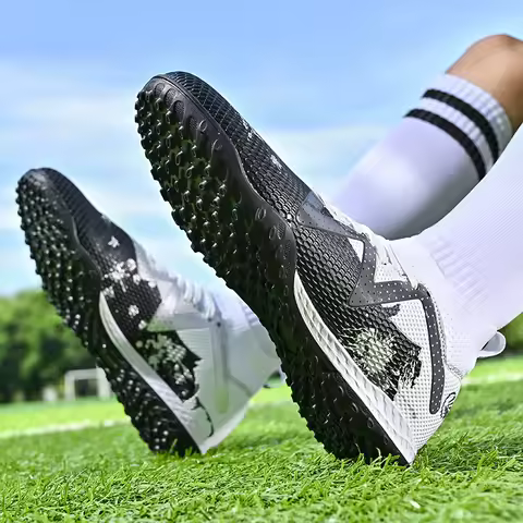 Men New TF Football Boots Society Indoor Original Top Quality Non Slip Male Soccer Shoes Sneakers Ultralight Breathable Ankle