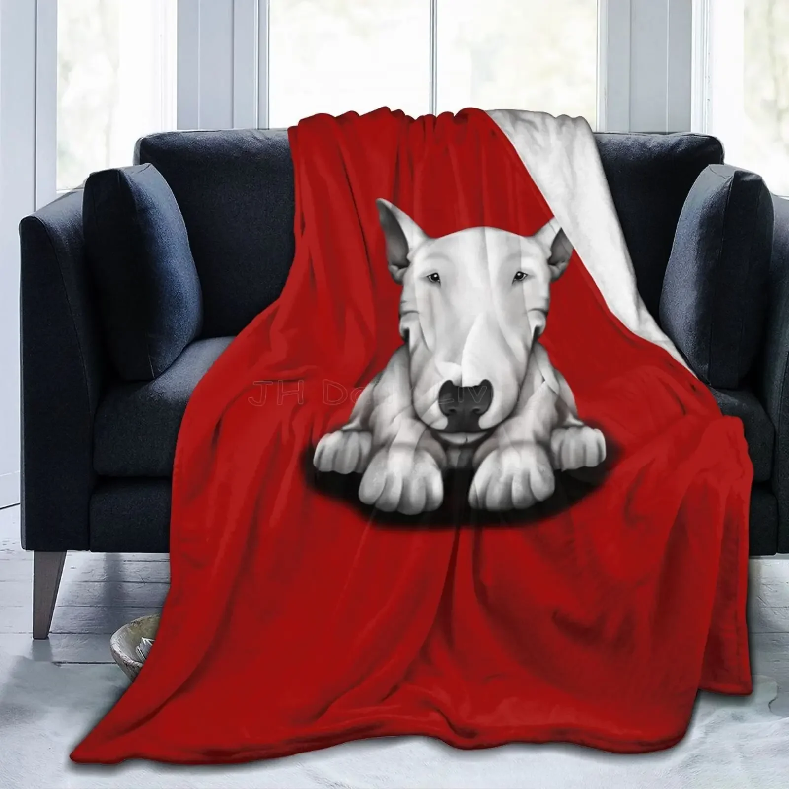 

English Bull Terrier Dog Throw Blanket Soft Cozy Warm Anti-pilling Flannel Fleece Blanket Lightweight Blanket for Couch Bed Sofa