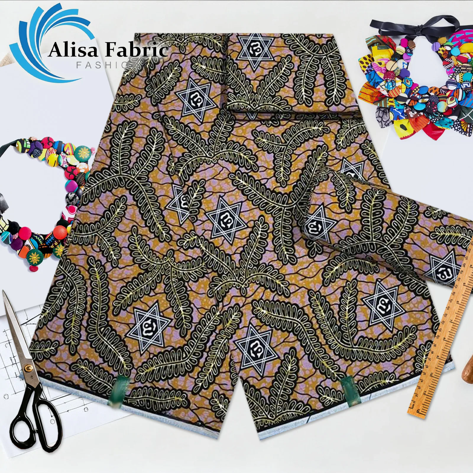 

2025 high quality african real wax fabrics wholesale 6 yards 100% cotton holland african fabric wax for fashion