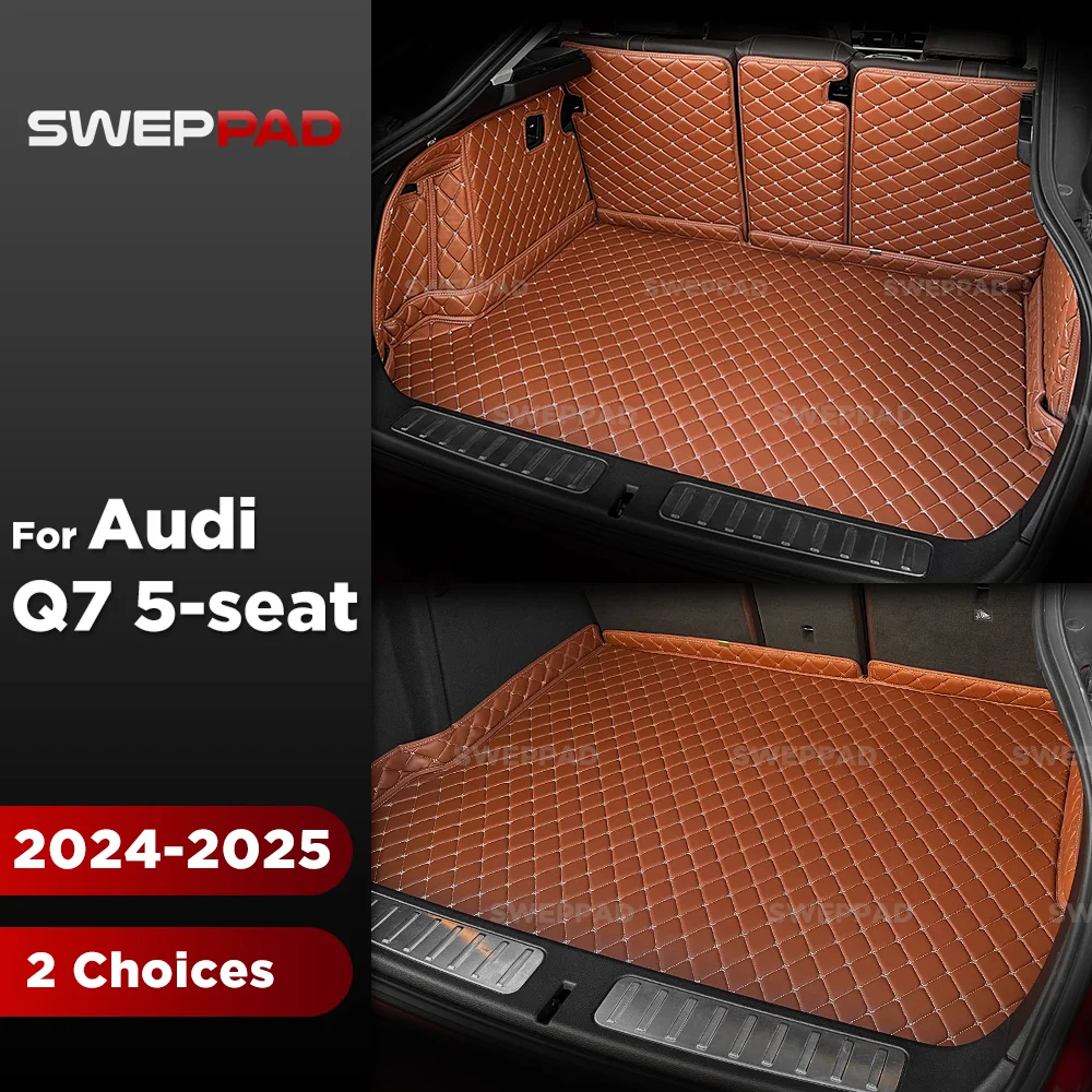 

Для Audi Q7 5-местный 2024 2025 автоматический полный коврик для багажника, всепогодный кожаный коврик для грузовых автомобилей, защитные чехлы на спинку сиденья