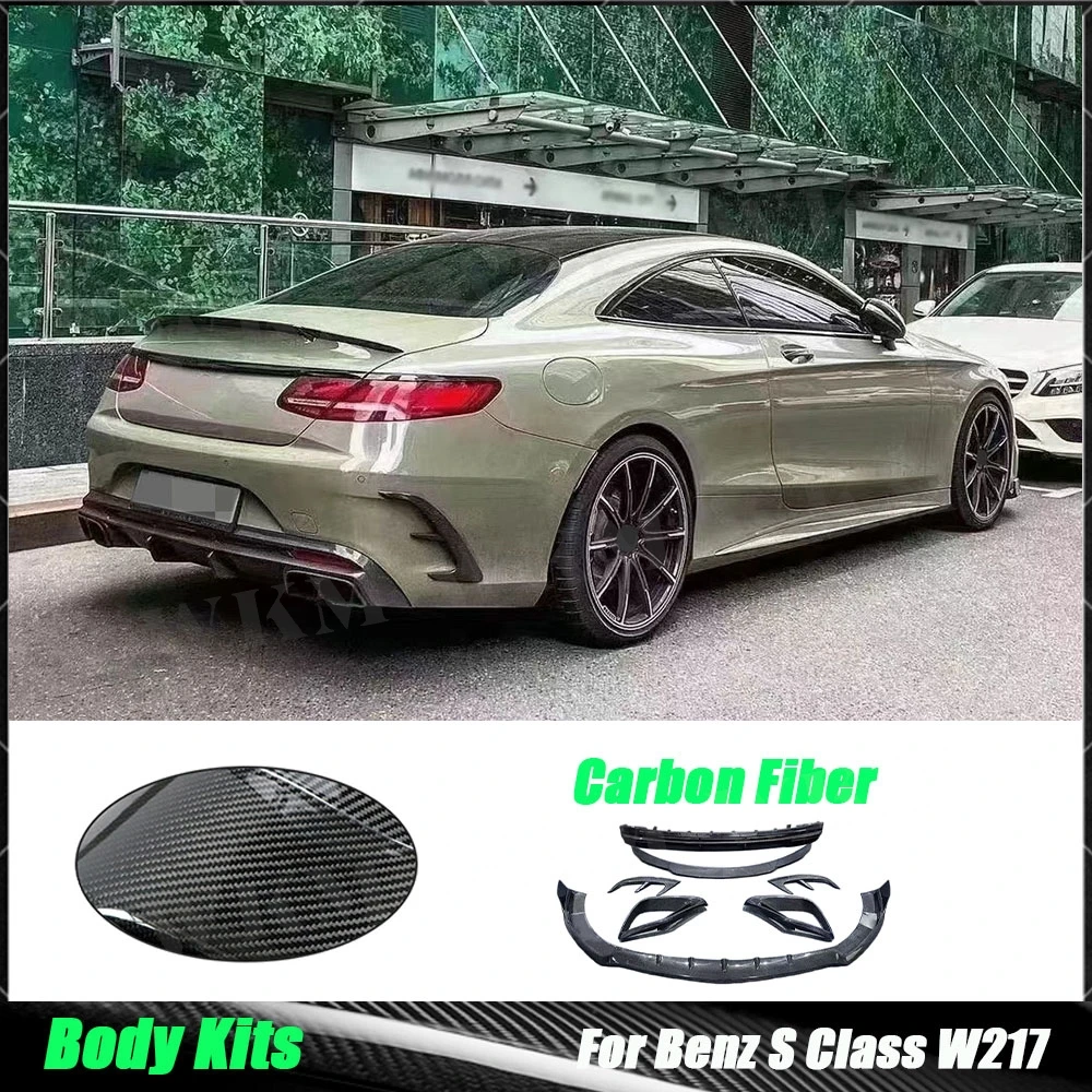

Передняя губа из углеродного волокна для Benz S Class W217 C217 S63 S65 AMG Coupe 2014-2019, накладки вентиляционного отверстия, задний диффузор, задний спойлер FRP