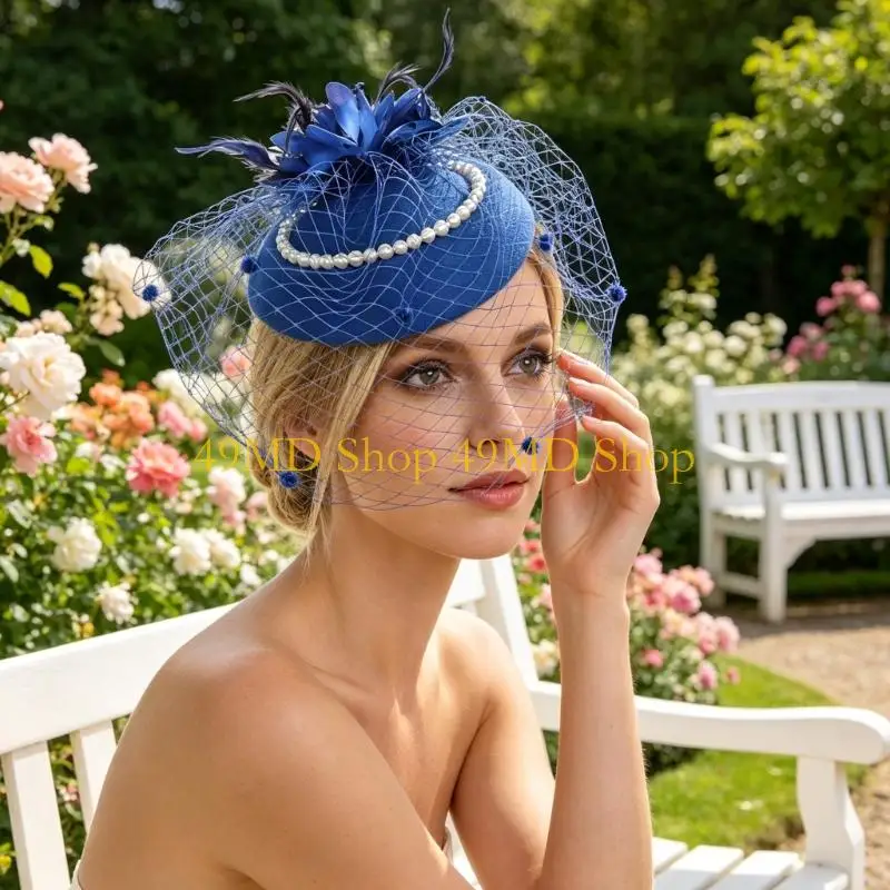 49MD Tea Party Fascinator Headwear for Brides with Detail