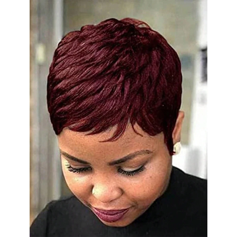 

10-дюймовые винно-красные натуральные синтетические парики для женщин, короткий вьющийся парик, термостойкие волосы для ежедневного использования, вечеринки, Хэллоуина, свадьбы
