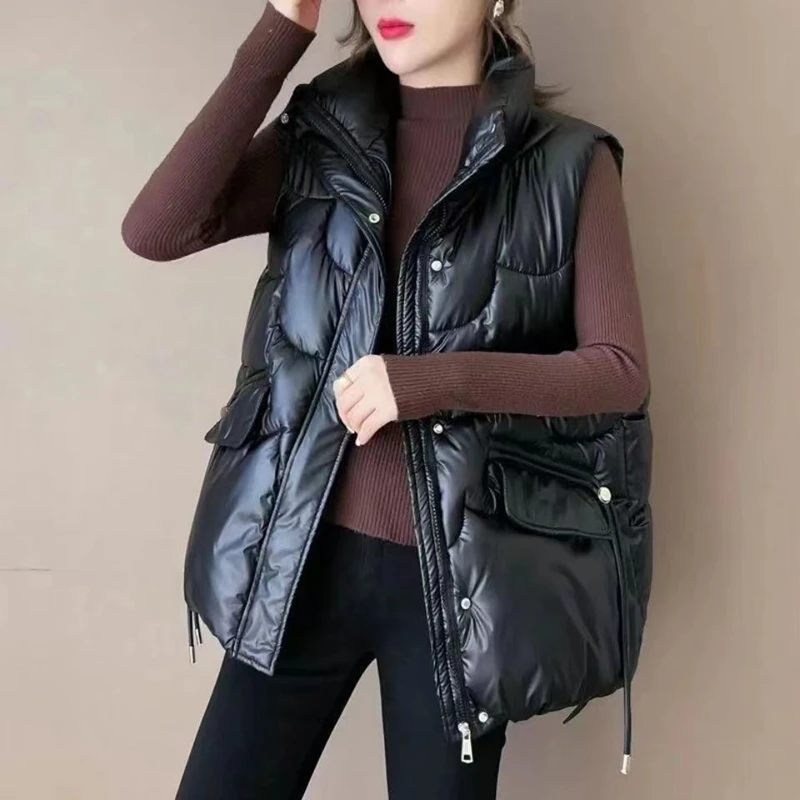 2024 New Outerwear Sustans Vest Women Autumn Winter Short Loose Casual Waistcoat Womens Fashion Large Size Sleeveless Jacket Top