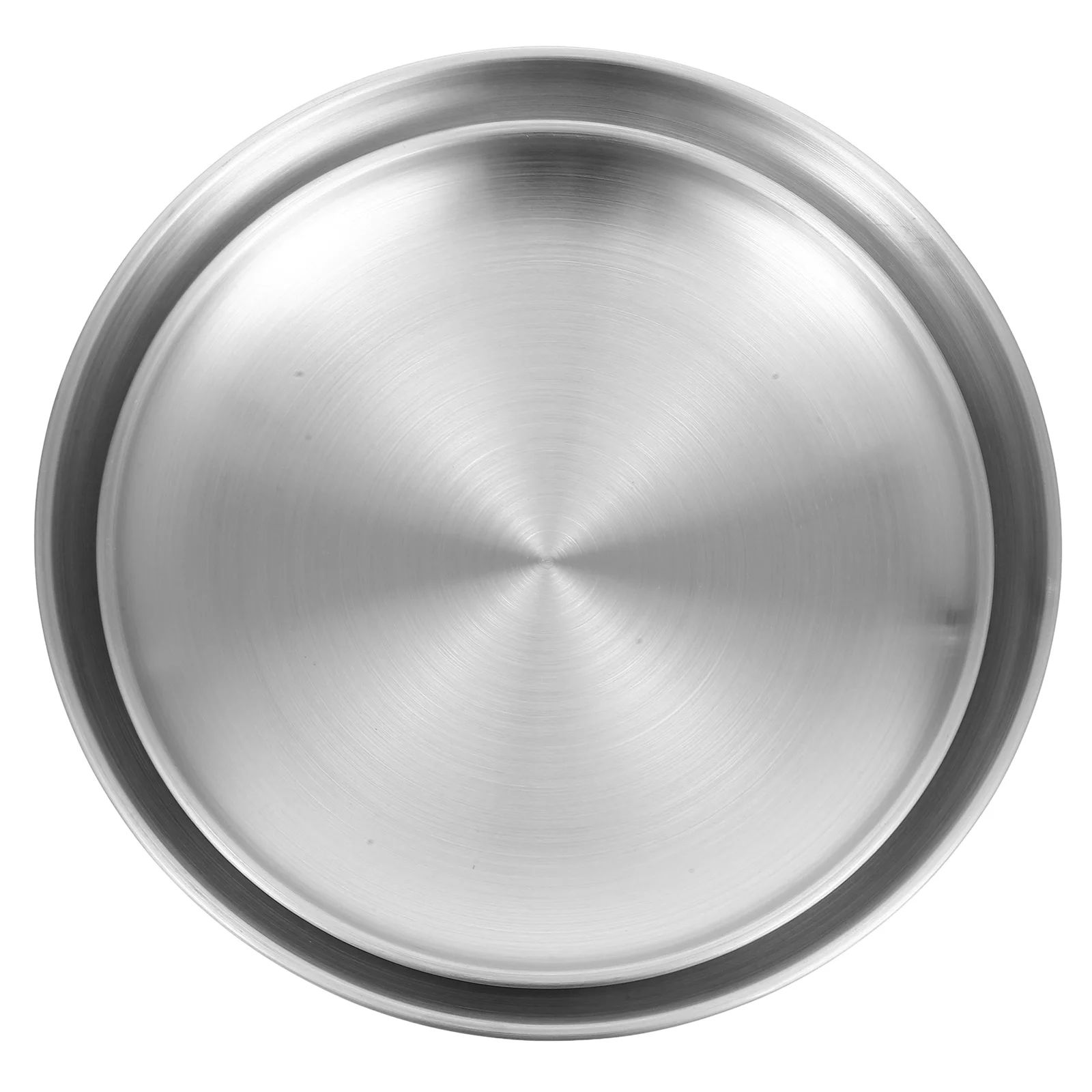 

2pcs StainlessSteel Plates Party RoundDesign MetalDinner Plates BarbecueSalad Unbreakable