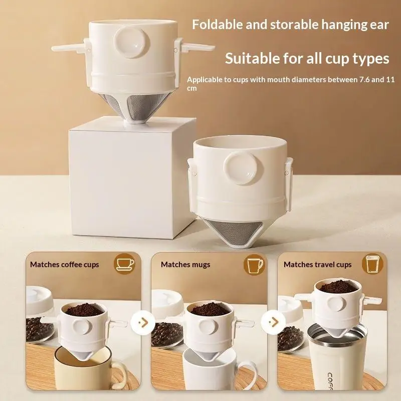 

Foldable Portable Coffee Filter Coffee Maker Stainless Steel Drip Coffee Tea Holder Reusable Paperless Pour Over Coffee Dripper