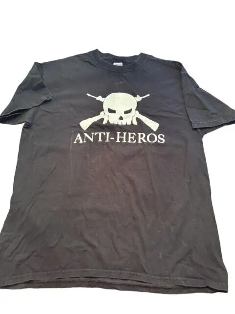 Anvil Black T Shirt Anti Hero's On Front Skin Head Beer The Back Mens Size L