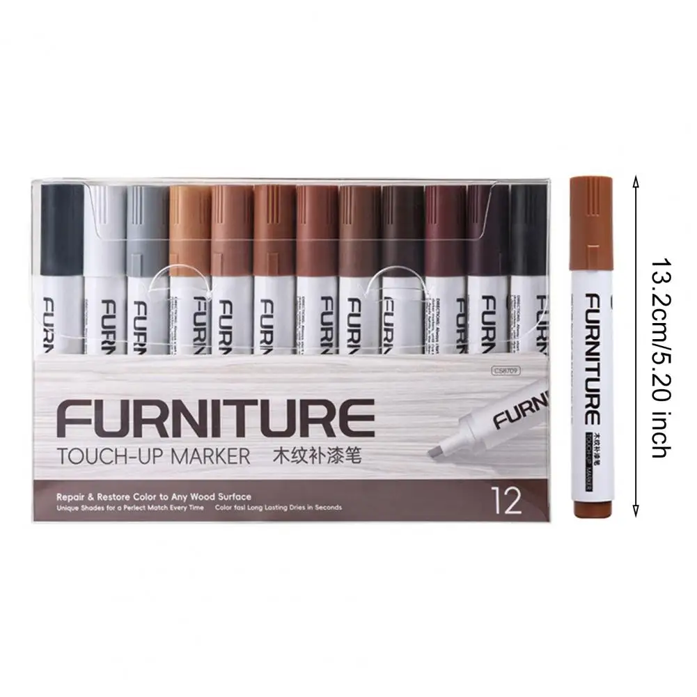 12 قطعة/المجموعة اللمس متابعة قلم تحديد 12 ألوان أثاث خشبي الطابق الجدول خزانة السرير بلاط خدش إصلاح التستر قلم جاف للرسم