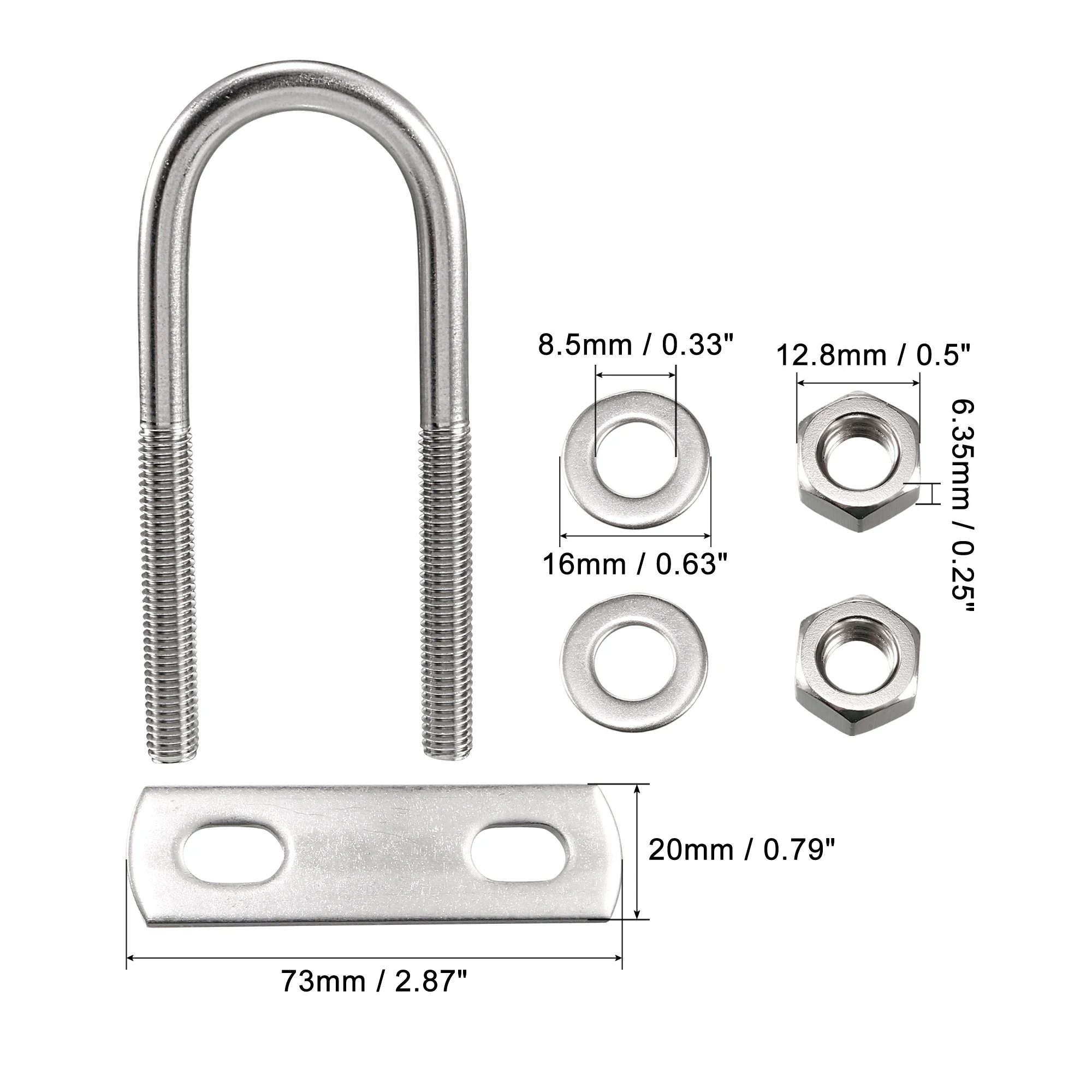 1/2/4 Set 27mm 32mm 35mm 36mm 44mm 52mm Larghezza interna Bullone a U rotondo M6 M8 Acciaio inossidabile 304 con dadi Rondelle piastra