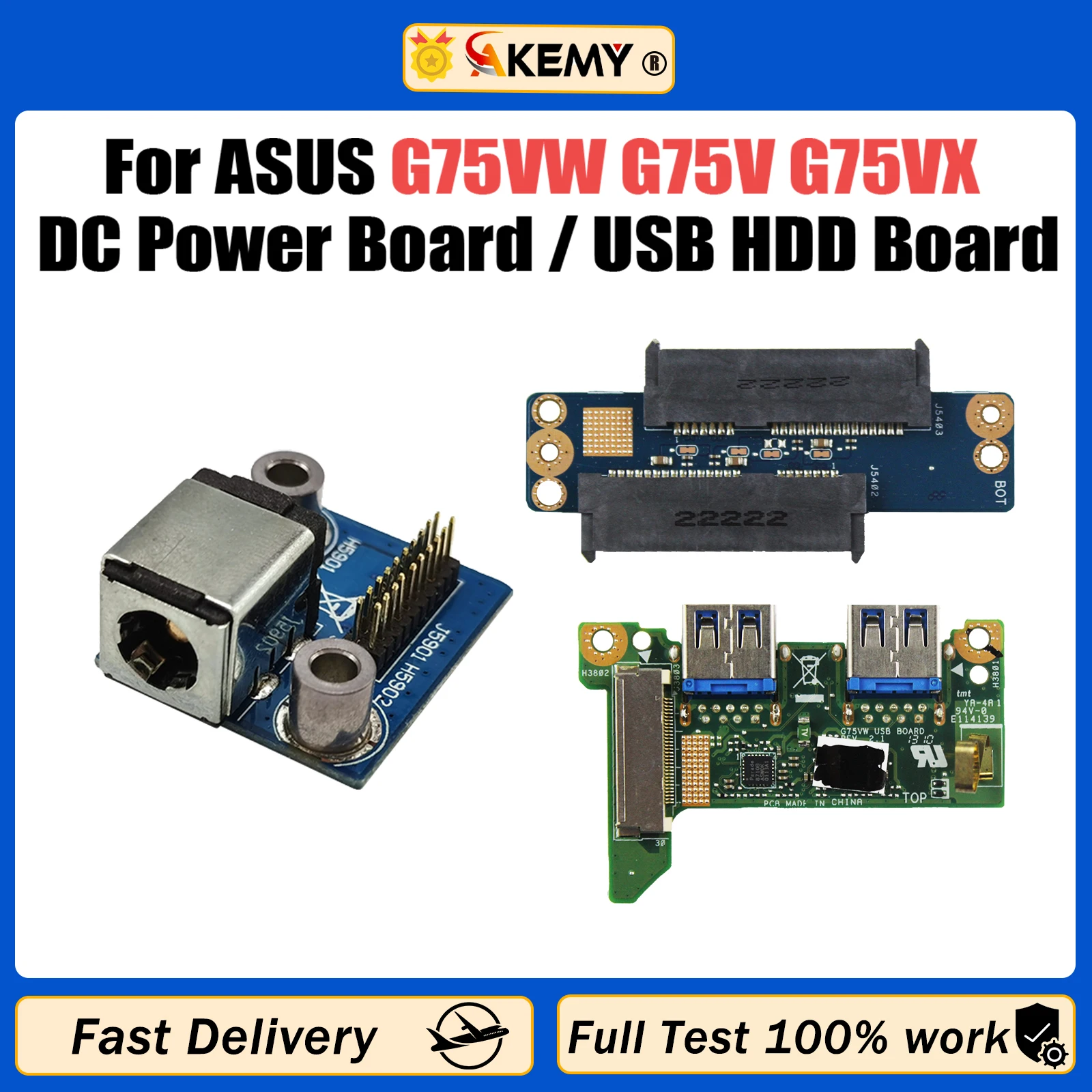 

DC Power Jack Board or USB/HDD Hard Drive board For ASUS G75VW G75V G75VX 100% Tested Fast Ship