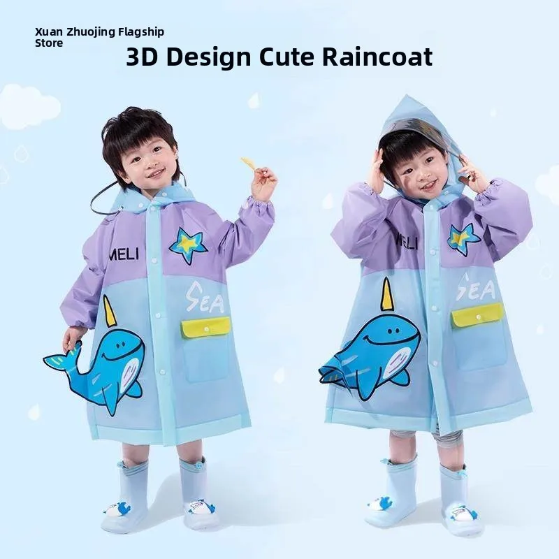 

Детский уличный водонепроницаемый плащ-дождевик с капюшоном и козырьком, в мультяшном стиле, для мальчиков и девочек