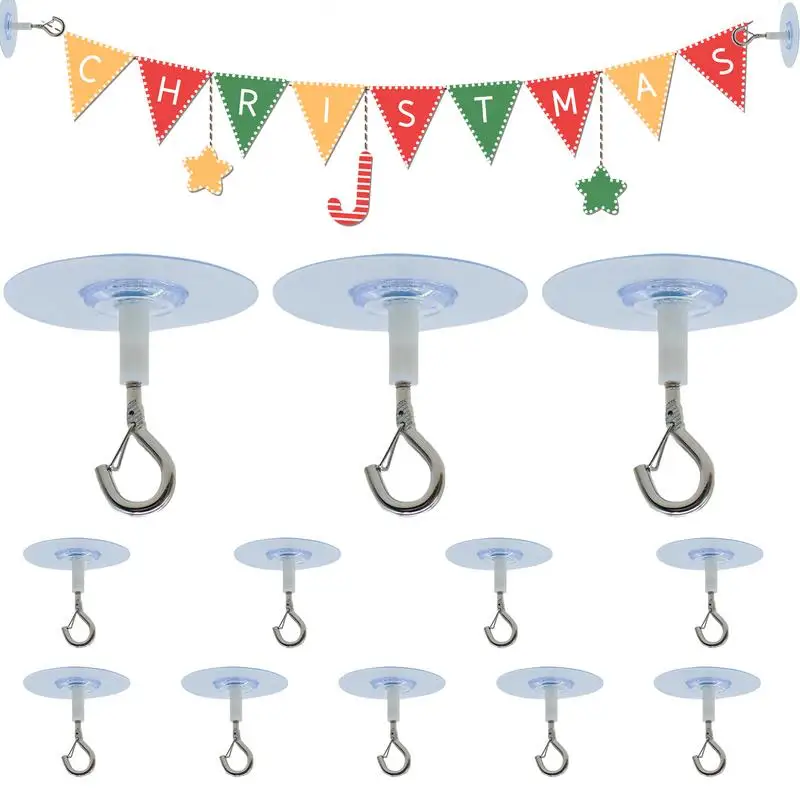 Stick Ceiling Hooks Heavy Duty Self-Adhesive 12PC Sticky Eye Hooks for Lights Wind Chimes home multifunctional kitchen bathroom