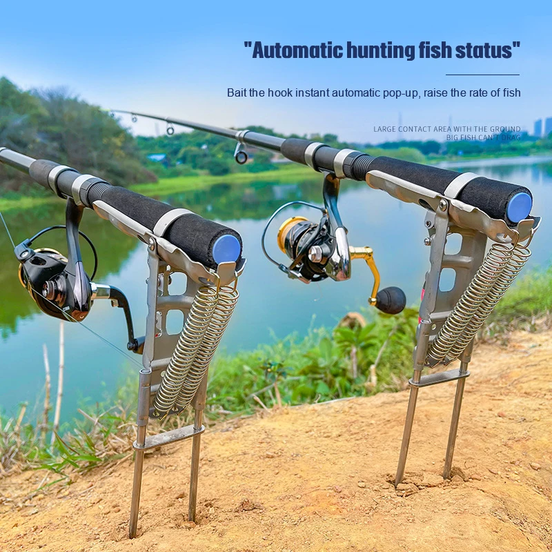 

Foldable Fishing Rod Holder Automatic Double Spring Angle Fishing Pole Tackle Bracket Anti-Rust Fishing Pole Stand Fish Tackle