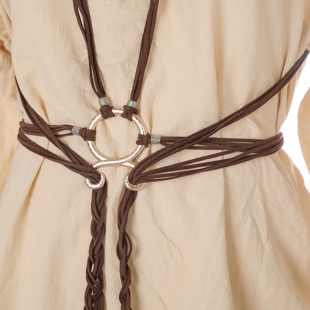 ผู้หญิงสไตล์นอร์ดิกยาวเชือกเข็มขัดแฟชั่น Troll CROSS เอว CHAIN Shaman Wizard ไวกิ้งอุปกรณ์เสริม