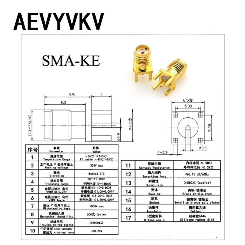 5Pcs SMA Female Jack Adapter Solder Edge PCB Straight Mount RF Copper Connector Plug Socket