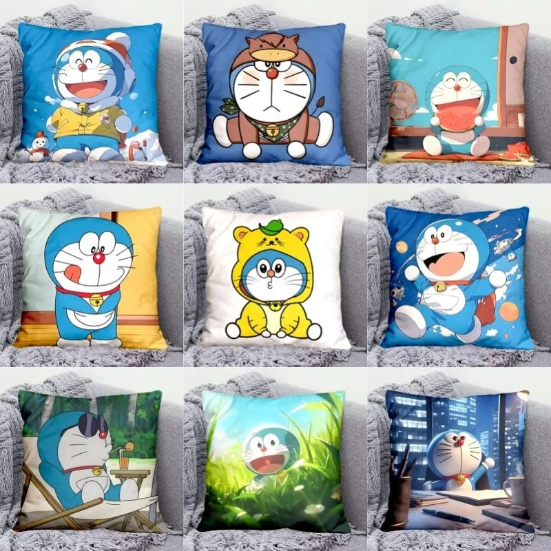 Almohada de dibujos animados de Doraemon, cojín sencillo y cómodo con personalidad creativa, decoración interior, regalo de vacaciones kawaii