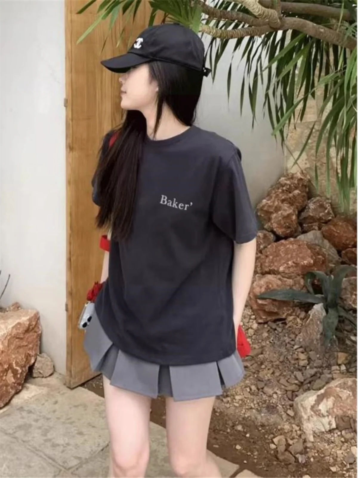 

Women's round Ne ort Sve T-irt Casual Loose Fit Summer Top f Sve Slimming Meat Covering Mid-Length Text Print