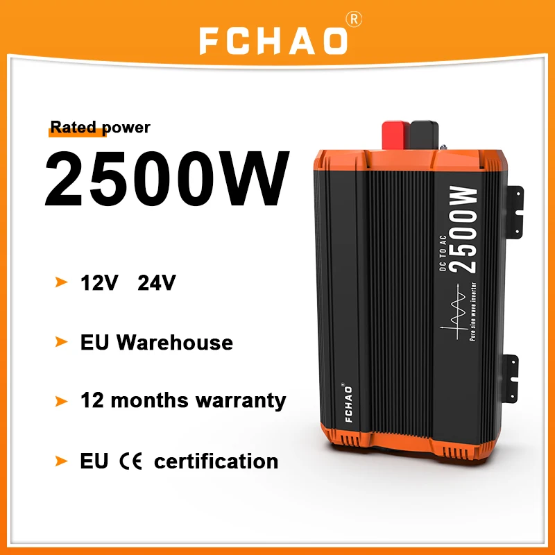 FCHAO pure sine wave inverter 12v 24v 48v 220v 230v 2500W dc to ac Transformer Power Converter solar inverter with LCD display