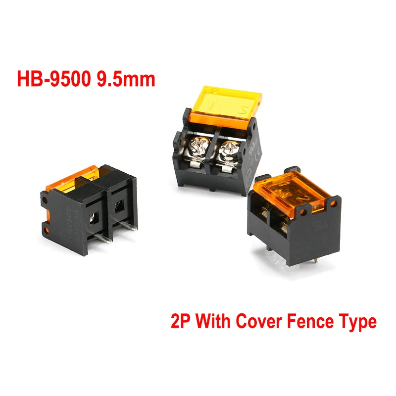 10PCS/5PCS HB9500 9.5mm Pitch 2P with Lid Barrie PCB Screw Terminal Block Connector HB-9500 300V 30A Lid Barrier Terminal 9.5MM