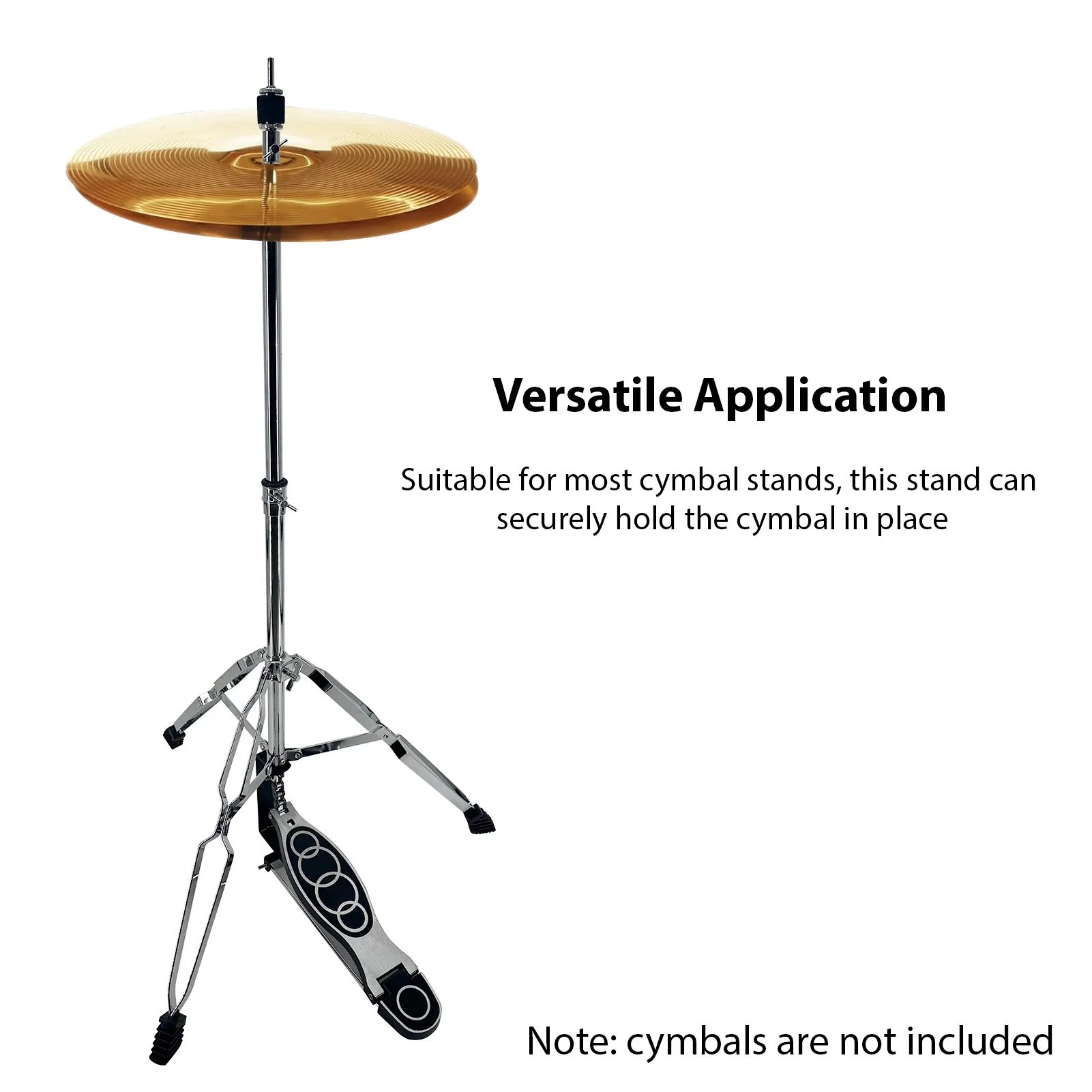 Cymbal Stand Portable Hi-Hat Stand w Smooth Pedal 3Legs Support Adjustable Height Practice Cymbal Holder for Universal Cymbal