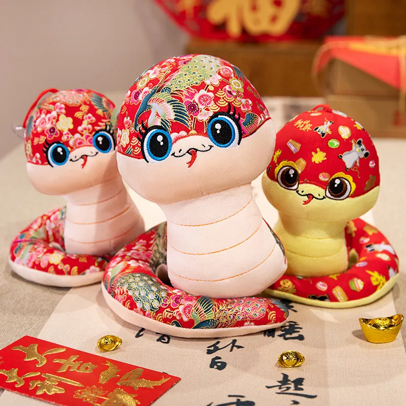 1Pcs 12/15/20/25cm Kawaii New 2025 Chinese New Year Gift Cartoon Bless Snake Plush Doll Cute Snake Toys Mascot Gift Spring Festi