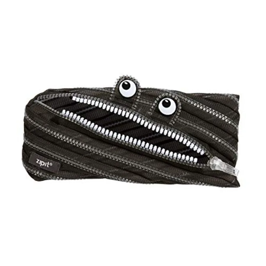 

Monster Pencil Case for Boys, Holds Up to 30 Pens, Machine Washable, Made of One Long Zipper! Black Mesh