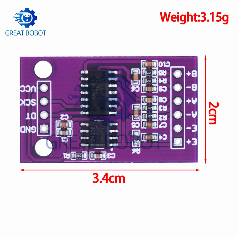 CS1237 24-bit ADC Module Onboard TL431 External Reference Chip Single-channel Weighing Sensing 24bit CS1238 Dual Channel