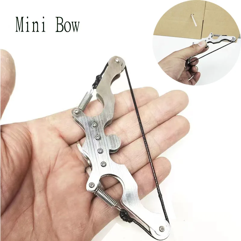 12cm Mini Stainless Steel Archery Powerful Stainless Steel Bow Creativity  Outdoor Sports Arrow Shooting Mini Compound Bow