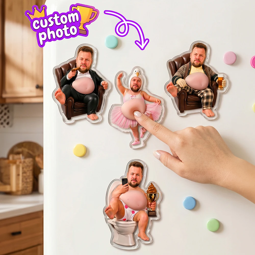 Custom Personalized Photo Fridge Magnet,Gag Prank Keepsake Gift,Silicone Squeeze Stress Buster,Bachelor Party,Housewarming