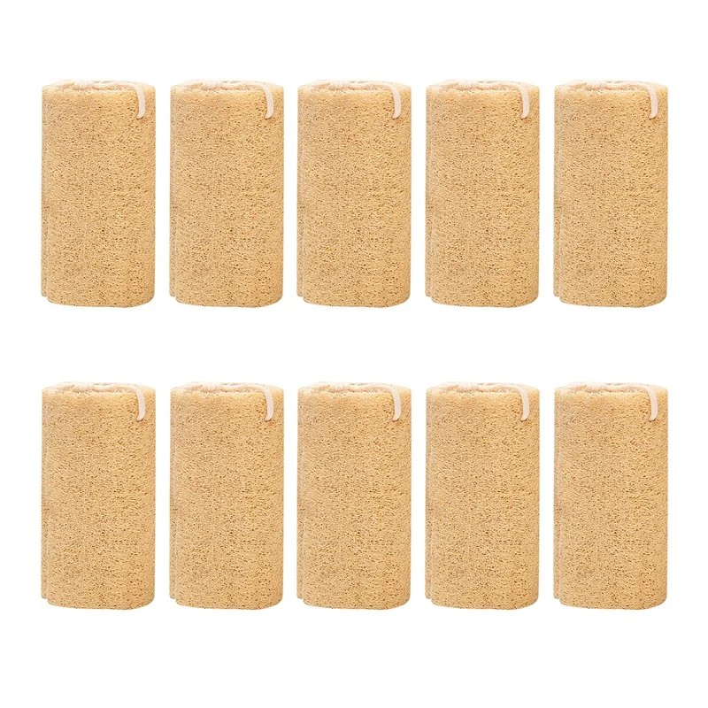 

10Pcs Natural Loofah Organic Shower Loofah Spa Exfoliating Bath Body Scrubber For Removing Dead Skin, No Bleaching