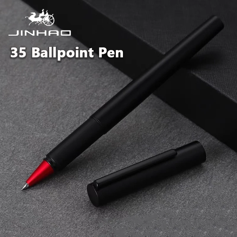 

Jinhao 35 шариковая ручка черно-красная 0,5 мм перо полностью стальная роскошная ручка каллиграфия бизнес Школа Письменные ручки канцелярские принадлежности