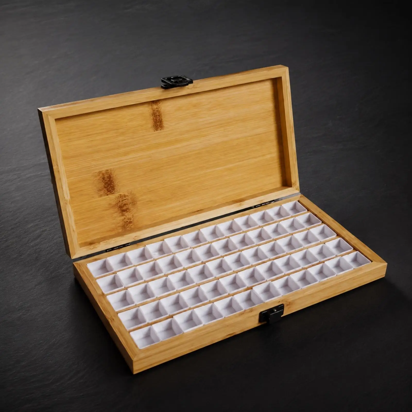 wooden-watercolor-paint-box-organizer-with-hinged-lid-for-pigment-storage-nail-art-palette-portable-craft-supply-mixing-tray