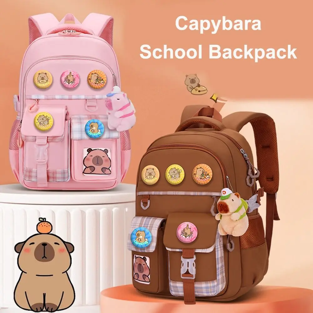 Zaino Capybara creativo di grande capacità Zaino per studenti in nylon multistrato Zaino scolastico multiuso e durevole