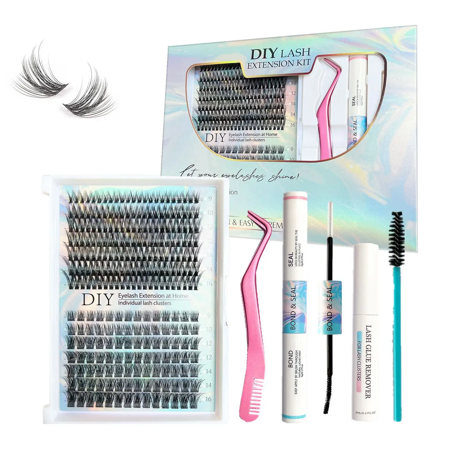 Thick Self Grafting Single Cluster 30D/40D Eyelash Lazy DIY Fake Eyelash Set