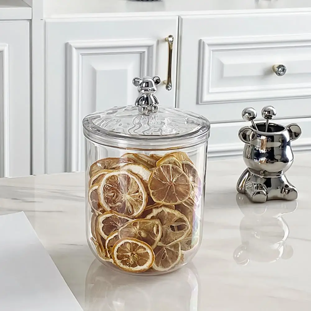 Nuts Sealed Jar Large Capacity Clear Sealed Jar with Bear Handle Airtight Lid for Dry Goods Nuts Cereal Storage