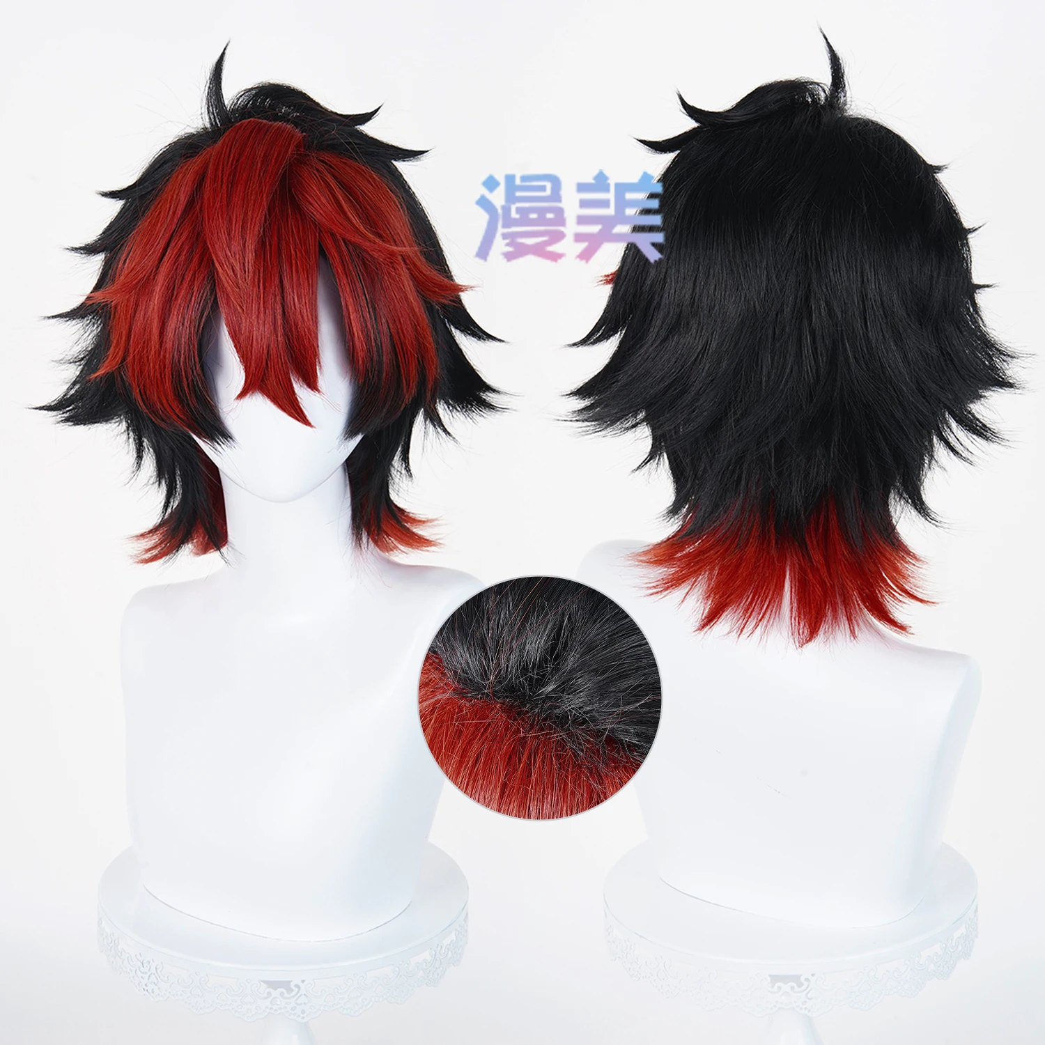 Game Zenless Zone Zero Komano Manato Cosplay Wig Black Red Short Hair Manato Cosplay Hair For Comicon Party Adult Women Men