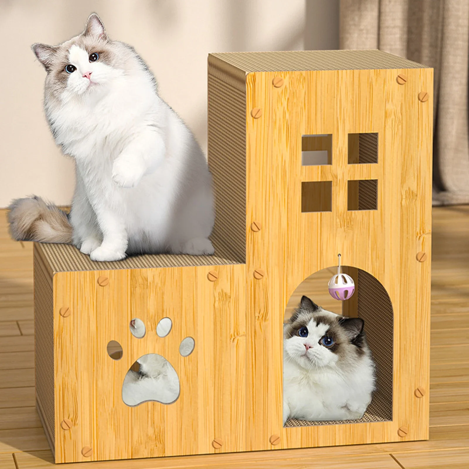 Cardboard Cat Scratcher House For Big Small Cat Funny Large Cardboard Cat House For Small Medium Pets Pet toys Pusheen the cat