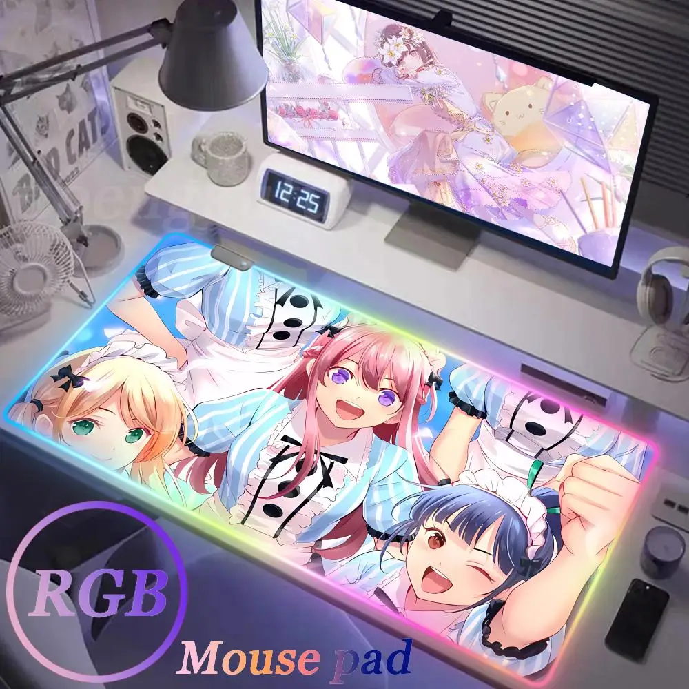 Goddess Cafe Anime Mouse Pad RGB Non-Slip Rubber New products Edge Desk accessories Laptop Gamer locking Size For E-sports