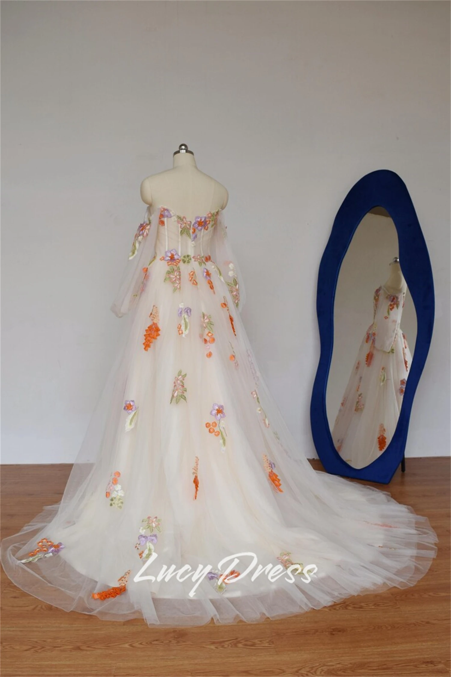 Lucy robe de mariée personnalisée robe de soirée pour robes d'invité de mariage femme robes de bal fleur tissu robe de bal robes de mariée