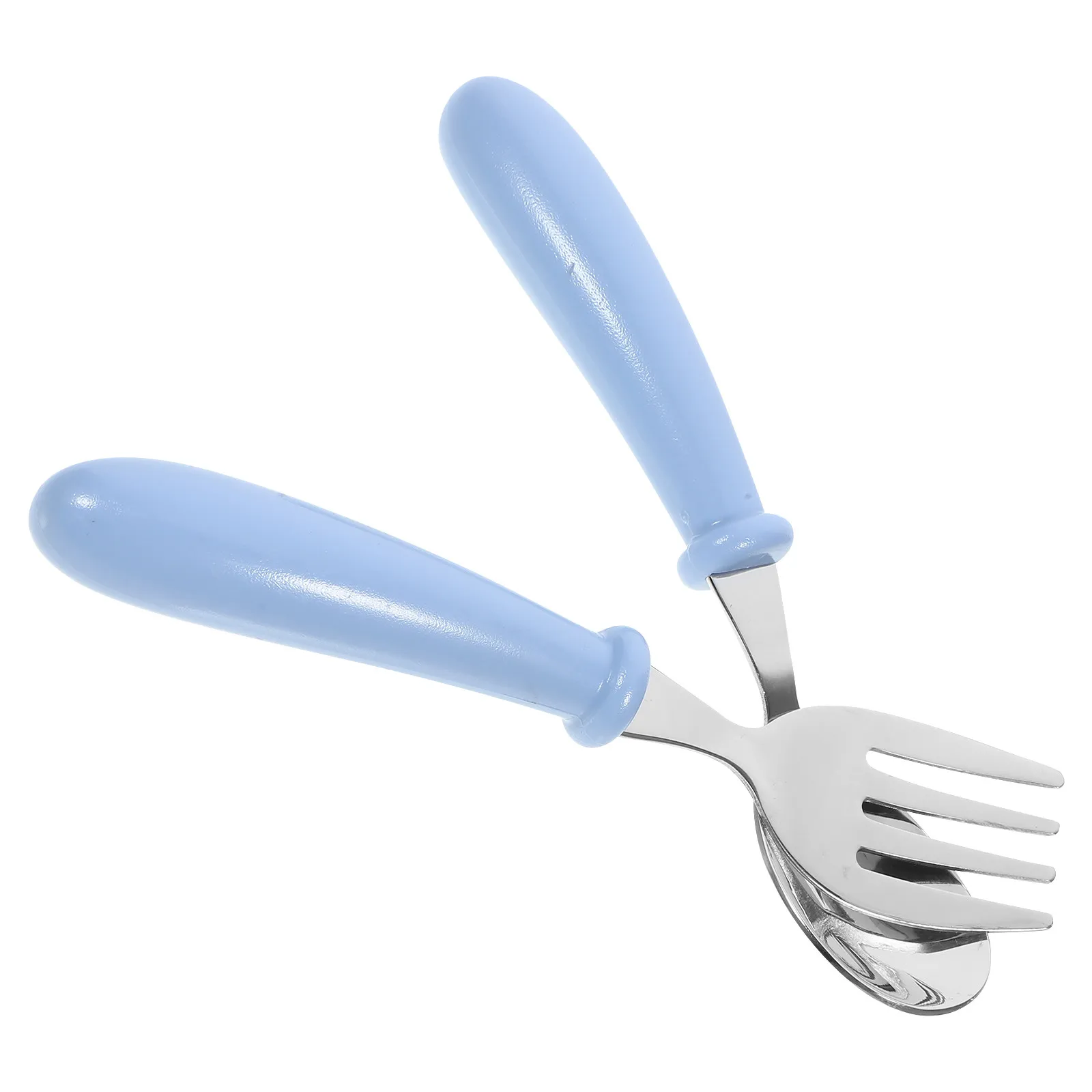 

Набор детских столовых приборов из нержавеющей стали с пластиковыми ручками: ложка и вилка для детей от 2 лет, безопасные, эргономичные