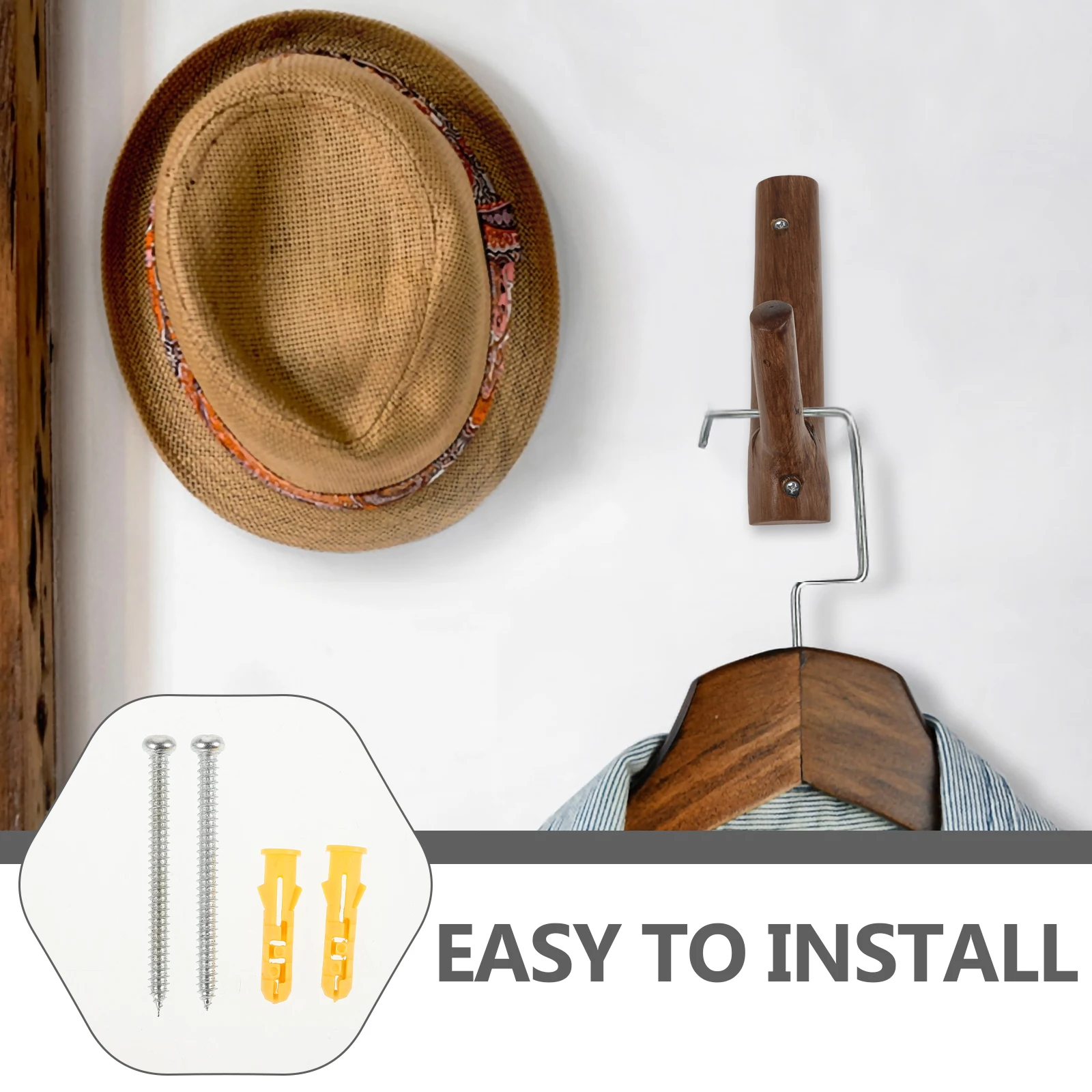 

Wooden Branch Coat Hook Decorative Wall Mounted Key Holder Clothes Organizer Rustic Wall Hook for Bedroom Living Room Kitchen