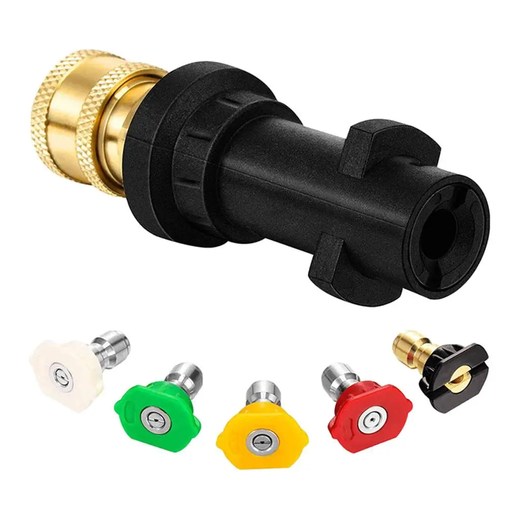 Brass Pressure Washer Adapter 1/4 inch Quick Connect Converts 2000 PSI Car Washer 5 Nozzles for K2 K3 K4 K5 K6 K7