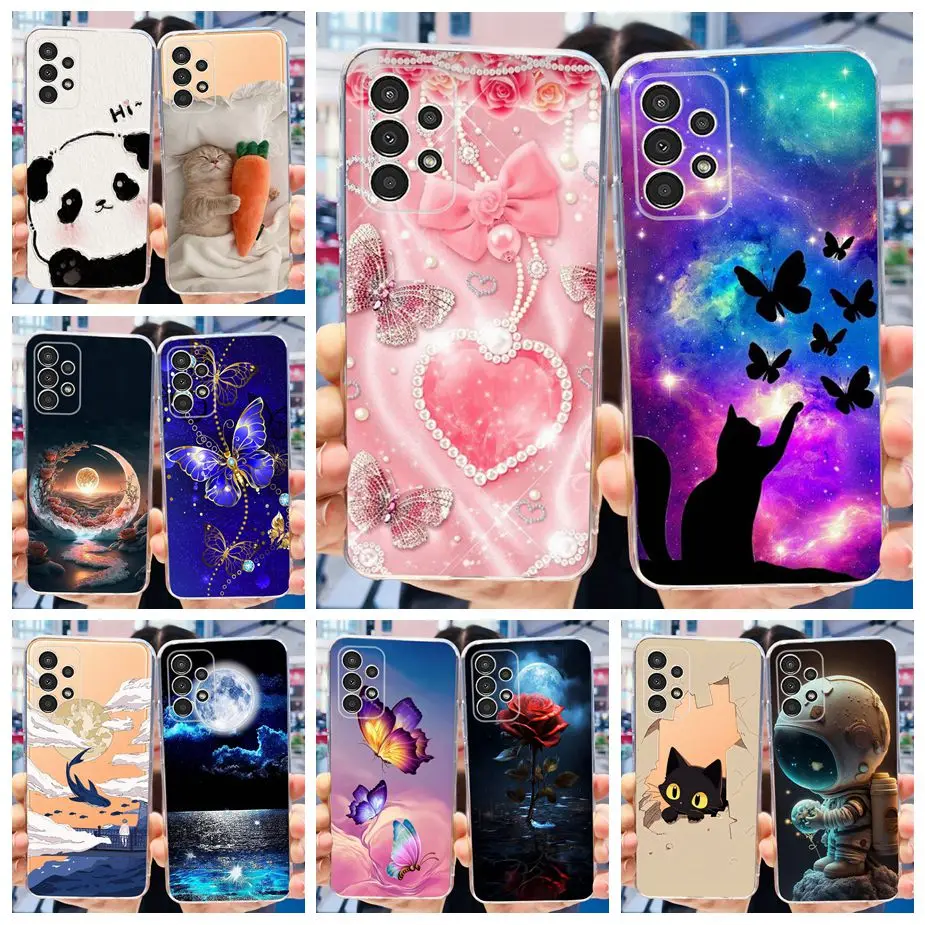 Für Samsung Galaxy A32 Hülle A52 A72 Stilvolle bemalte Abdeckung Klare Silikon Handyhülle für Samsung A32 Galaxy A52 A72 5G Soft Shell