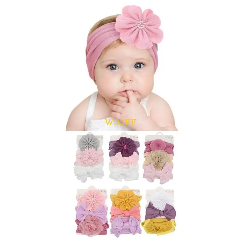 W3JF 3XTODDLLER ADEMEAR FLOLOR HAIR BAND مع هدية شعر البتلة.