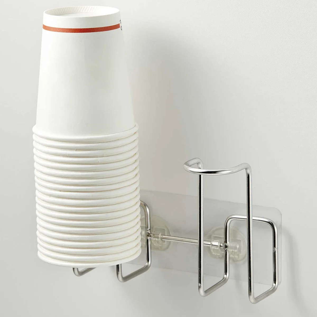 

Wall Mounted Paper Cup Rack For Water Dispenser Disposable Water Cup Holder Punch Free Kitchen Organizer Silverware holder