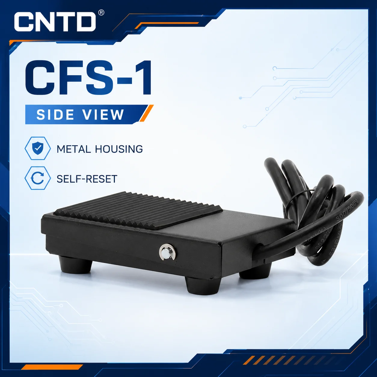CNTD Foot Switch CFS-1, Iron Shell, Self-reset, 0-3m Cable, 10A, 250V Foot Pedal Switch 1NO 1NC