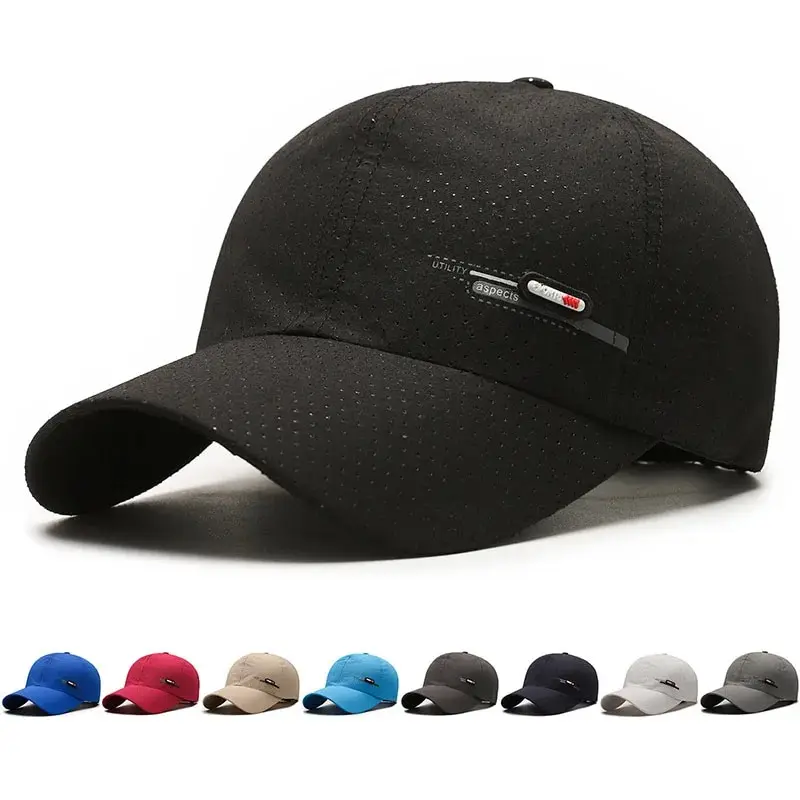 Summer Small Leather Label Quick-dry Baseball Cap Outdoor Sports Running Duck Cap Fashion Trend Simple Hat Men