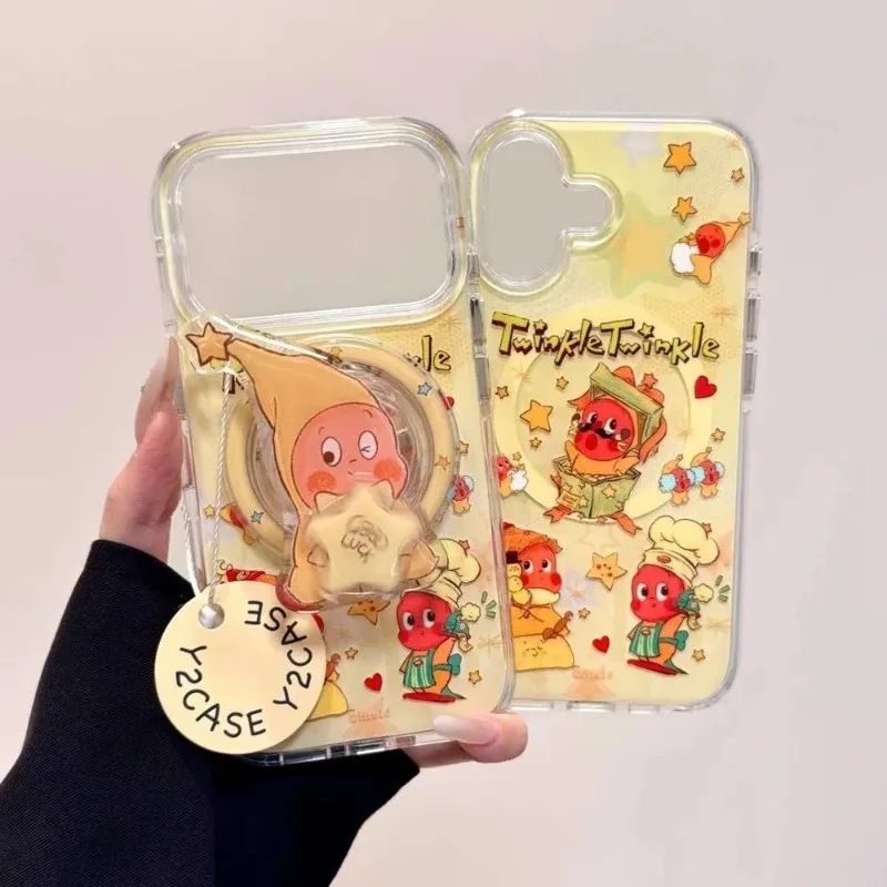 

Новый вращающийся магнитный чехол для телефона с мерцающей звездой для iPhone 17 17AIR 17PROMAX 16 Pro 14 13MINI 15Pro 12 11 XS, вращающийся магнитный держатель