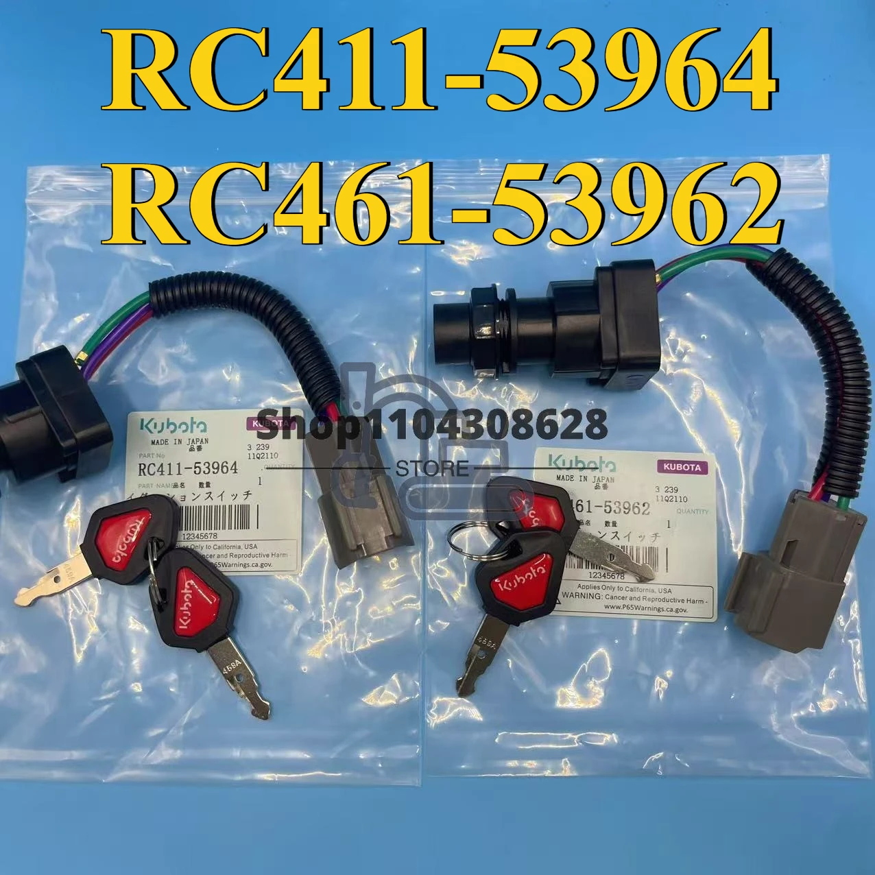 Ignition Switch RC411-53964 RC461-53962 for Kubota Excavator KX41 KX71 KX080 KX91 KX121 U15 U35 U45 U55 U17 KX161 KX101 U48 -3